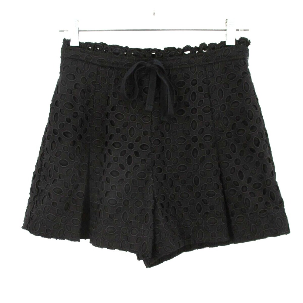 J.CREW Black Eyelet Pleated Chino Shorts Womens Size 4 Bow Side Zip Preppy